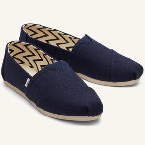 TOMS women’s Alpargata Navy Heritage Canvas Shoes W7.5